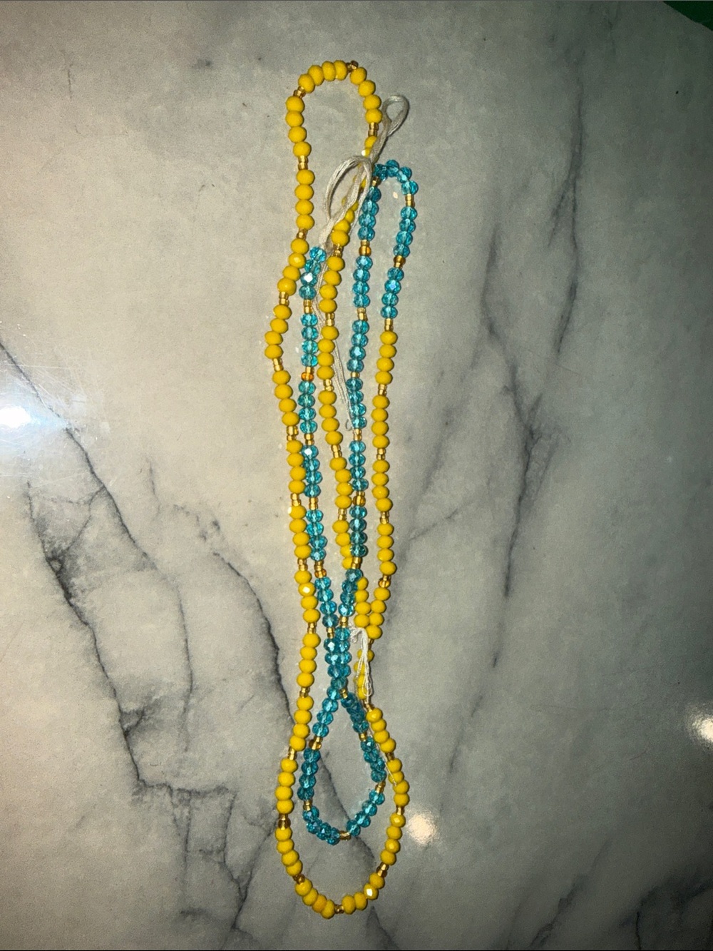 Handmade Yellow and Turquoise Beaded waist beads
